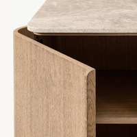RH LIGNE Console multimédia 6 portes Long meuble TV en chêne massif avec 6 portes et plateau en bois/marbre Écologique Durable Moderne Luxe