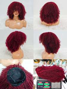 Letsfly Promoción de $57 Pelucas de Cabello Humano Afro Rizado Kinky de 14 Pulgadas y 320 Gramos, Naturales, Sin Encaje, con Flequillo, Disponibles al por Mayor, 350% de Densidad - Product Image 2