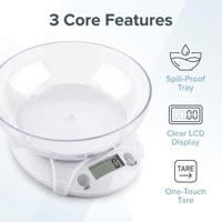 Timbangan Dapur LCD Transparan dengan Wadah yang Dapat Dilepas, Tombol Satu Sentuhan, Unit Tara, untuk Memasak, Membuat Kue, Bahan Cair dan Bubuk