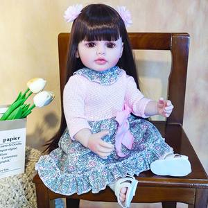 R&B China Factory Real Doll Solid Silicone Real Toys Kits Toddler Reborn Baby Girl Dolls With Long Thick Hair