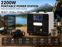 Station d'alimentation portable LiFePO4 2200W 2201.6Wh, générateur solaire MPPT à onde sinusoïdale pure pour usage domestique, camping-car, voiture et situations d'urgence