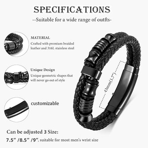 Bamboo Joint <b>Leather</b> <b>Bracelet</b> 7.5 8.5 9 Inches Men's Jewelry Gift European American Style Handmade Woven <b>Bracelet</b> - Product Image 4
