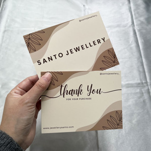 Custom Printed Beige Brown Thank You <b>Cards</b> With Leaves Design Luxury Paper Insert Appreciation <b>Cards</b> For Jewellery Cosmetic <b>Gift</b> - Product Image 4