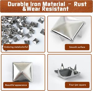 PCS Pyramid <b>Studs</b> For Clothing Leather Metal Square Spikes For DIY Leathercraft Jackets Belts <b>Bags</b> Shoes Metal Punk <b>Stud</b> Rivets - Product Image 3