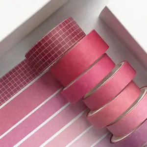 ชุดเทปกาววาชิสีสันสดใสสำหรับห่อของขวัญงานฝีมือ DIY,พิมพ์ลายสายรุ้งแบบกำหนดเองได้8ม้วน