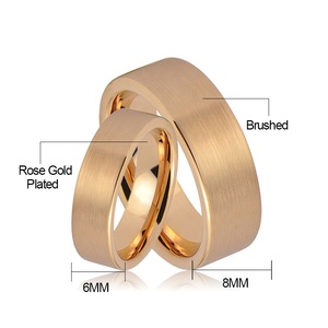 Coppia anello oro rosa piatto tungsteno fede nuziale stile classico zircone pietra principale placcatura in argento anniversario festa di fidanzamento - Product Image 2