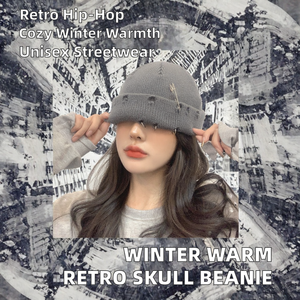 Gorros de Invierno Cálidos de Punto Estilo Hip Hop con Diseño de Calavera Desgastada y Patrón Argyle, Listos para Viajar, 100% Acrílico, Unisex - Product Image 2