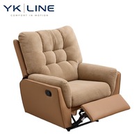 Fauteuil inclinable manuel en tissu et similicuir mélangés, fauteuil de salon individuel, chaise de loisirs capitonnée en velours côtelé, fauteuil à bascule