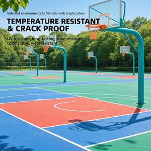 Basketball Court PVC Flooring <b>Tiles</b> Eco-Friendly Shock Absorption Anti-Slip Indoor/Outdoor Sports Court Floor Green Red <b>Plastic</b> - Product Image 2
