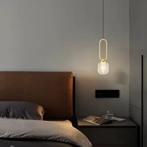 Lámpara colgante pequeña de largo plazo, iluminación de cobre, estilo nórdico, simple y creativa
