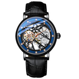 Luxury Vintage Wholesale Custom Logo Business Tourbillon Waterproof Luminous Genuine Leather Strap Automatic <b>Wristwatch</b> for <b>Man</b> - Product Image 3