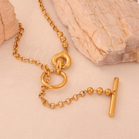 Nouveau Collier Tendance 2026 en Acier Inoxydable 316L Plaqué Or PVD 18K avec Fermoir OT, Chaîne Y Perlée Réglable, Bijou Cadeau