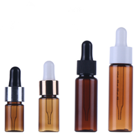 Flacon compte-gouttes en plastique ambré PET pour huile essentielle avec pipette en verre, disponible en 5 ml, 10 ml, 15 ml, 20 ml, 30 ml, 40 ml, 50 ml, 60 ml, 80 ml, 100 ml, 120 ml