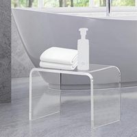 Table d'appoint en acrylique transparent, bords arrondis en forme de U, élégante et moderne, petit tabouret de douche