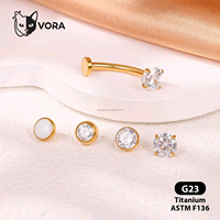 Anneaux de nombril en titane G23 ASTM F136, bijoux de piercing de nombril à filetage interne, barbell incurvé 14G avec zircon cubique, vente en gros