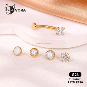 G23 ASTM F136 Titan Bauchnabelringe mit Innengewinde, Nabelpiercing-Schmuck, 14G CZ Gebogene Barbell Bauchnabelringe Großhandel - Product Image 4