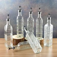 Distributeur d'huile d'olive en verre de 500ml 17 Oz Cruet d'huile et de vinaigre avec bec verseur en acier inoxydable pour la cuisine