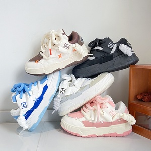 Baskets Montantes <span class=keywords><strong>Femme</strong></span> 2025 Blanches "Bread Shoes" à Lacets Toutes Saisons Plateforme Décontractées pour Printemps Automne - Product Image 2