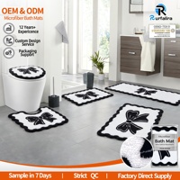 Modern Bathroom Rug Set Scalloped Bow Microfiber TPE Backing Machine Washable Designer Bathroom Mat Set Private Label Supply
