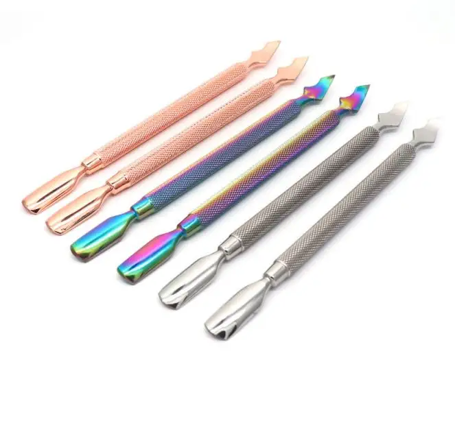 Professionele Nagel Gel Gereedschap Rainbow Multi Color Nagelriem Pusher Rvs Beauty Tools