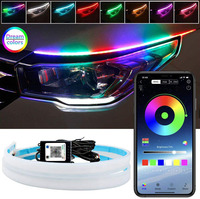 Bande lumineuse LED souple bicolore 30cm 45cm 60cm pour feux de jour et clignotants, lampe d'ambiance pour voiture