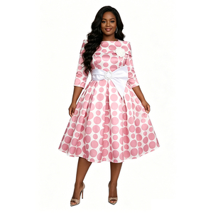 Vestido de Noche Elegante de Alta Gama con Estampado Floral Vintage y Spandex, Talla Grande, para Mujer, Moda 2026 - Product Image 1