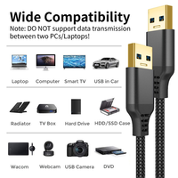 Cable USB a USB 3.0 de 5 Gbps, Cable Macho a Macho de Nailon Resistente, Compatible con Disco Duro/Ventilador de Refrigeración