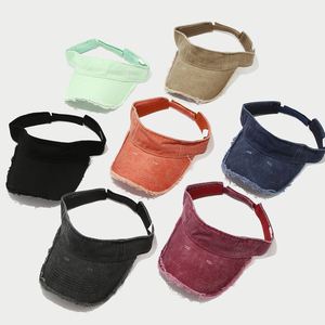 European American Fashion Washed Edge Empty <b>Top</b> Cap Simple Retro Topless <b>PVC</b> Adjustable Sun Hat Men's Women's Outdoor Sports - Product Image 2
