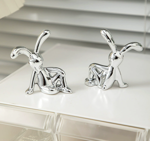 Lapin à longues oreilles, 1 pièce, ornement 3D DIY en résine motif animal, console centrale, décoration art déco, plaquage pastable, <span class=keywords><strong>objets</strong></span> décoratifs - Product Image 3