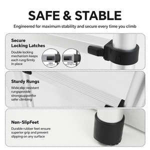 STARRYHEART Échelle télescopique multifonction en aluminium pliable, capacité 150 kg, 7-15 marches - Product Image 4
