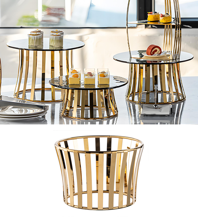 YITIAN Luxury Buffet Risers Set Modern Golden Stainless Steel Display ...