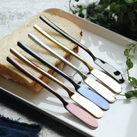 Ensemble de couteaux à beurre en acier inoxydable 304 poli miroir doré, style classique, pour cadeaux de mariage et offres promotionnelles, idéal pour une utilisation facile