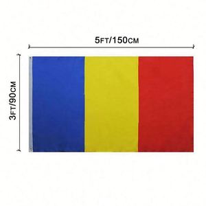 Banderas Nacionales de Rumania Personalizadas al por Mayor, 100% Poliéster, Azul, Amarillo y Rojo, 90x150cm, 3x5 Pies, Bandera de Rumania - Product Image 2