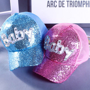 Spring Summer Parent Kids Baby Versatile Outdoor Casual Hat Glitter Paillette <b>Ponytail</b> Baseball Sport Caps - Product Image 5