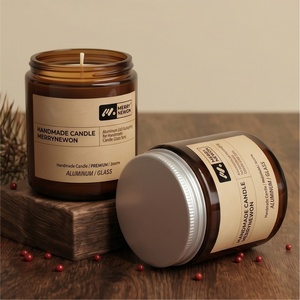Luxury Custom <b>Glass</b> Candle Jars with Aluminum Lid Empty <b>Container</b> Food Grade Customizable Size & Lid Color - Product Image 4