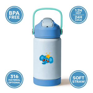 Botella de Agua Infantil de 12oz al por Mayor con Tapa de Paja, Vaso Escolar de Acero Inoxidable Aislado, Libre de BPA, Logotipo Personalizado, Proveedor a Granel, OEM - Product Image 1