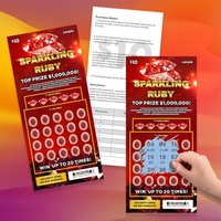 Billet de loterie à gratter style rubis scintillant, impression numérique, numéros gagnants personnalisés, données variables de sécurité