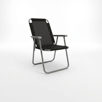 Chaise longue pliable légère en acier pour camping et loisirs, avec accoudoirs en tissu, idéale pour la plage et les barbecues - Vente en gros usine