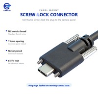 Kabel USB 2.0 Tipe-C dengan Pengunci Sekrup, Panel Mount Tipe-A ke Tipe-C Male, Fleksibel Tinggi, Rantai Tarik, Pelindung Ganda untuk Kamera Industri
