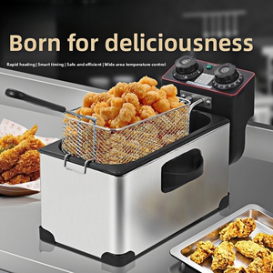 Freidora Eléctrica Comercial Pequeña <span class=keywords><strong>de</strong></span> Cilindro Simple/Doble con Filtrado <span class=keywords><strong>de</strong></span> Aceite para Papas Fritas y Pollo Frito, con Temperatura Constante - Product Image 1