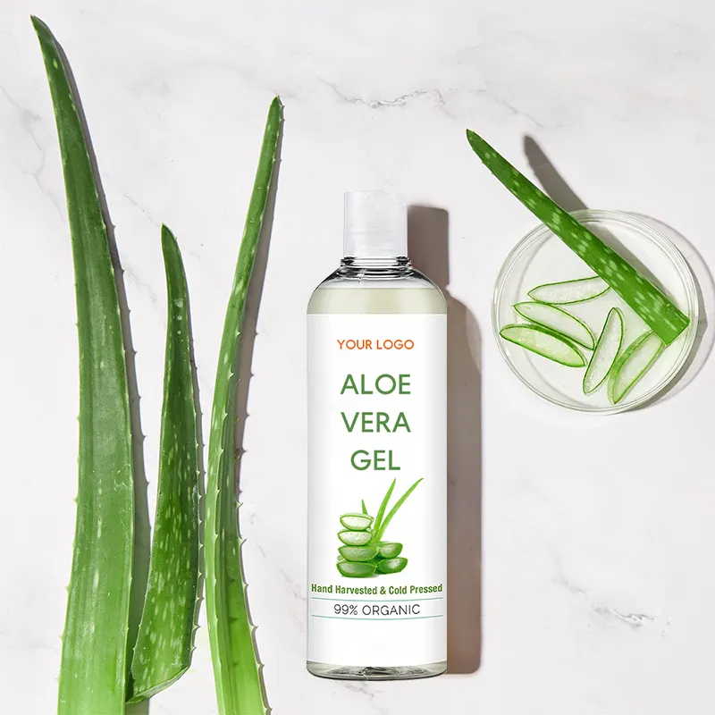 Gel aloe vera para a face e corpo, etiqueta privada, gel orgânico para alívio do sol, aloe vera