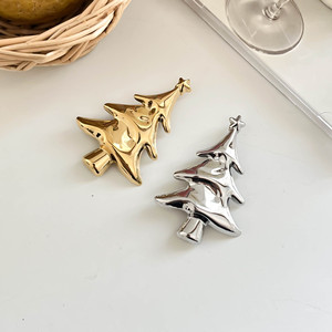 New Stainless Steel <b>Christmas</b> Tree Brooch Women's Niche All-match Design Glossiness Pin Corsage Jewelry Accessories - Product Image 1