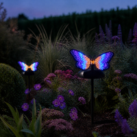Lampe solaire de jardin extérieure en forme de papillon, à LED à changement de couleur dégradé, décorative pour cour, pelouse, patio, parterre de fleurs