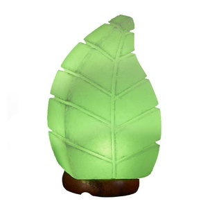 โคมไฟเกลือทำมือเป็นมิตรกับสิ่งแวดล้อมของ Sian enterpries' รูปใบไม้สีเขียวและสีเทาแกะสลักในสไตล์ฮวงจุ้ย - Product Image 1