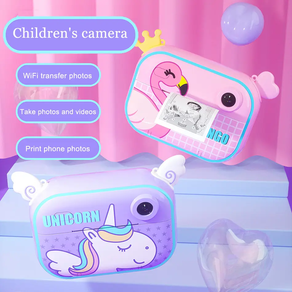 어린이 장난감 즉석 인쇄 카메라 2.4 인치 1200Mah Wifi 전송 사진 비디오 어린이 카메라 열전사 프린터 즉석 카메라