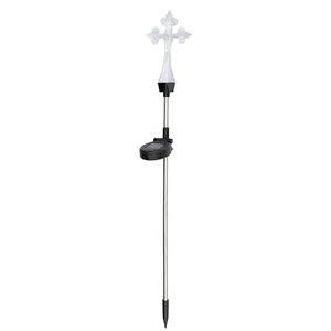 Warm weißes LED Outdoor Clear Acryl Kreuz 34 In. H. Solar Grave Stake Licht Rasen Ornament Solar Cross Garden Stake Light - Product Image 2