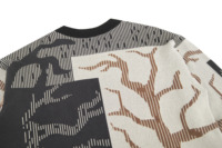 Pull-over homme anti-rides à col rond pour l'automne et l'hiver, motif arbre, tricot polyester/coton, logo sur le devant