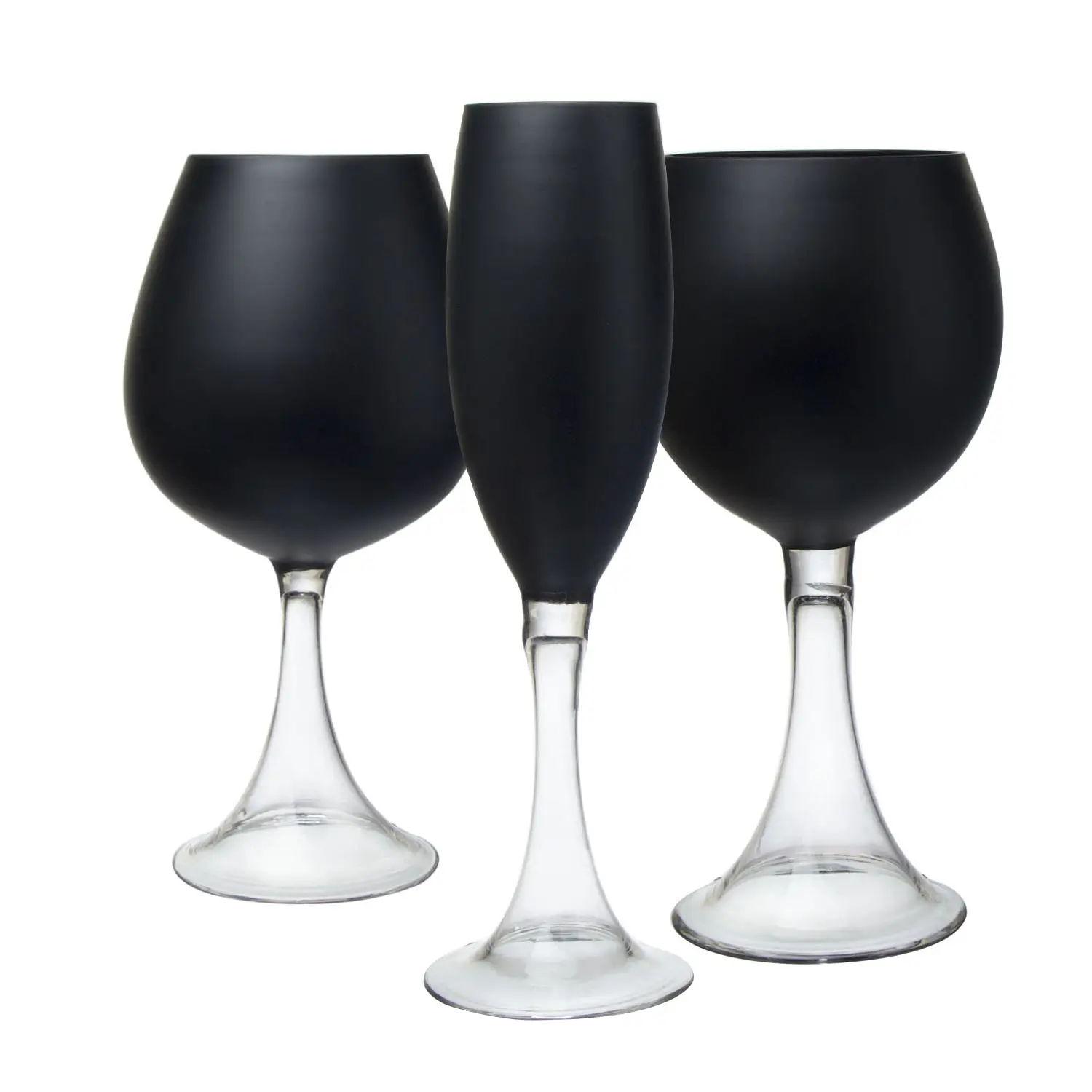 Kristal su bardağı Bar içme şampanya flüt kadehler stok şarap bardağı seti siyah cam kadehler