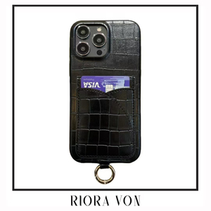 Top bán buôn cho iPhone 16 Pro Max di động điện thoại di động bìa đen sang trọng cá sấu chủ thẻ nhân tạo PU Leather trường hợp điện thoại - Product Image 2