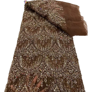 Tissu en dentelle à sequins et motifs à pois respirant, prix d'usine en Chine, polyester/métallique bleu, matière pour robe de mariée, prix raisonnable - Product Image 1